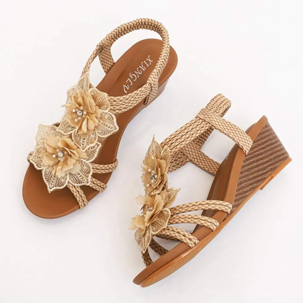 SO SIMPOK Women Casual Roman Wedge Sandals Comfort Summer Walking Slingback Shoes