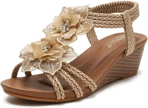 SO SIMPOK Women Casual Roman Wedge Sandals Comfort Summer Walking Slingback Shoes