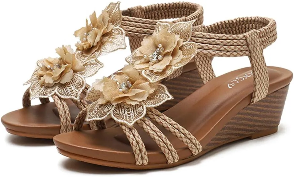 SO SIMPOK Women Casual Roman Wedge Sandals Comfort Summer Walking Slingback Shoes
