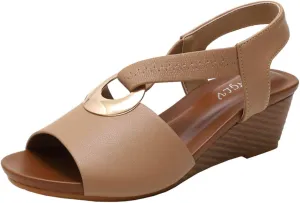 SO SIMPOK Women Casual Roman Wedge Sandals Comfort Summer Walking Slingback Shoes