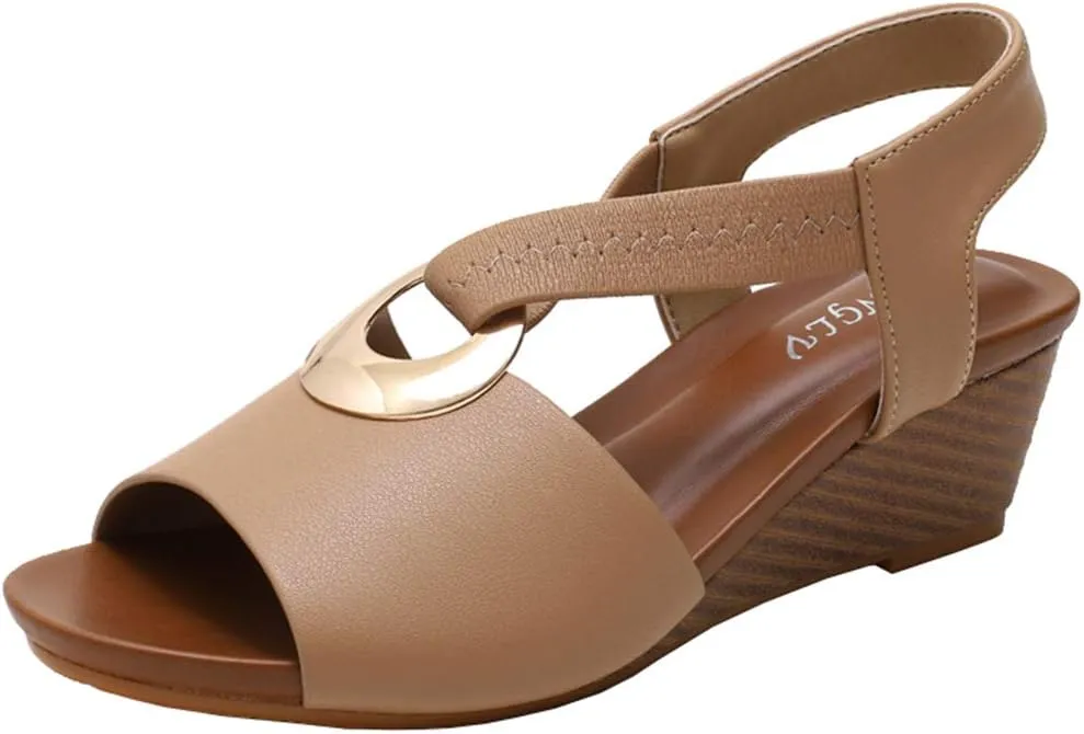 SO SIMPOK Women Casual Roman Wedge Sandals Comfort Summer Walking Slingback Shoes