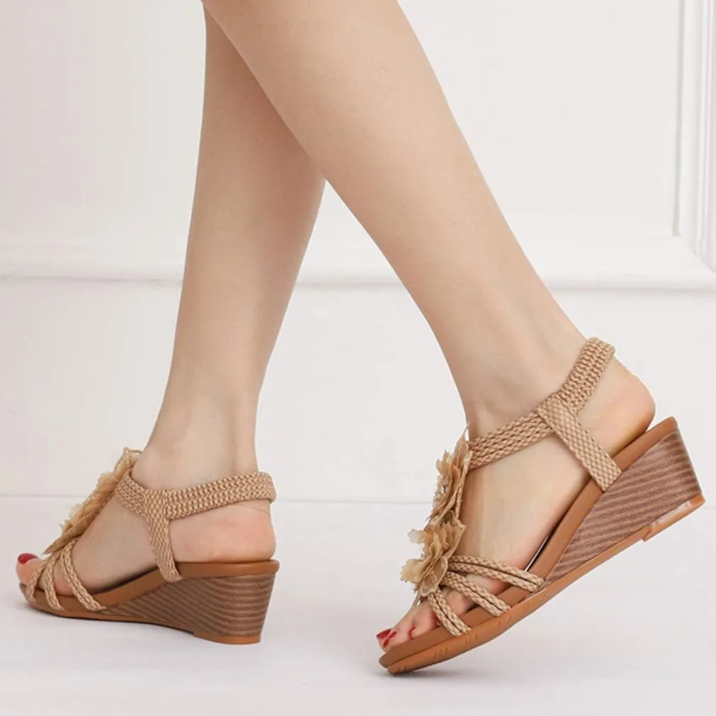 SO SIMPOK Women Casual Roman Wedge Sandals Comfort Summer Walking Slingback Shoes