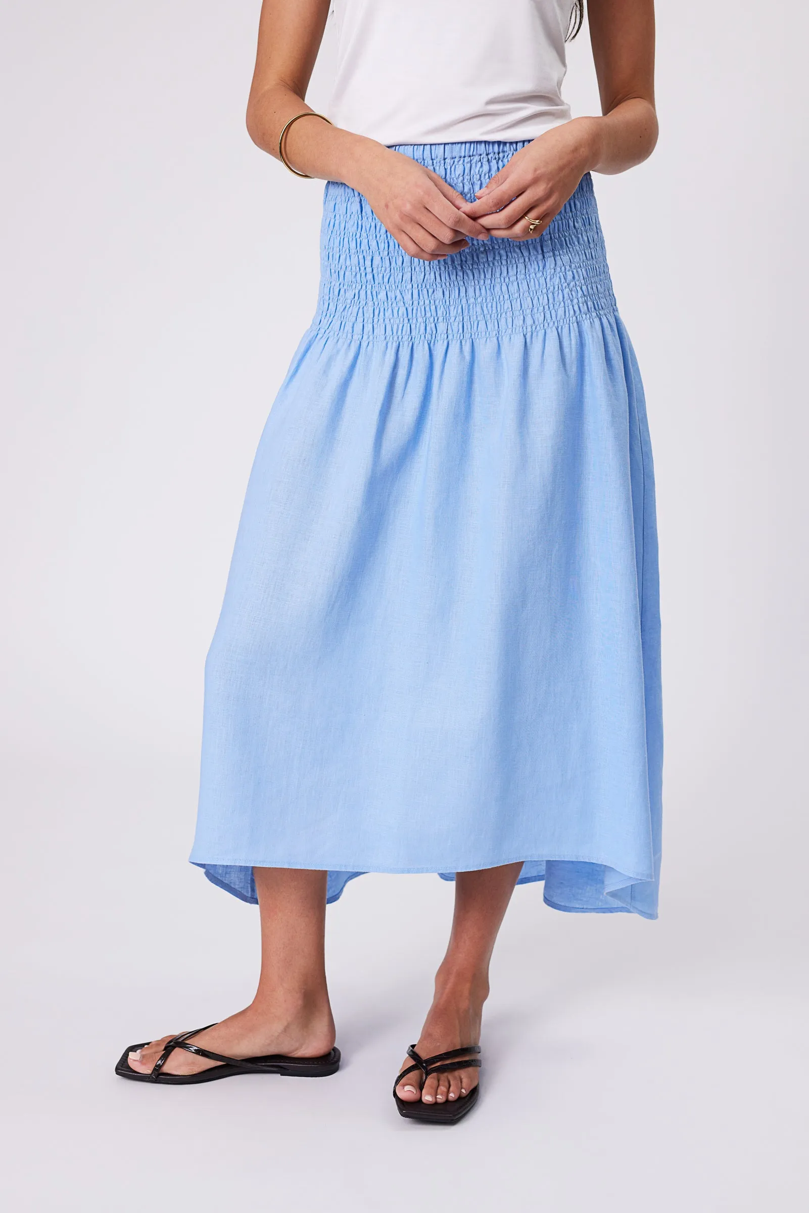 Sol Shirred Skirt - Cornflower