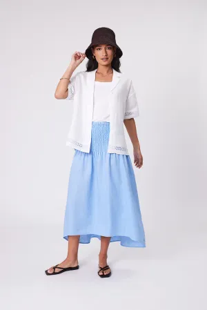 Sol Shirred Skirt - Cornflower