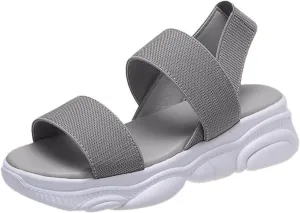 Sports Sandals for Women Platform Summer Casual Elastic Straps Fish Mouth Open Toe Slip-on Sandals Eva Solid Comfy Soft Sole Non-Slip Beach Shoes