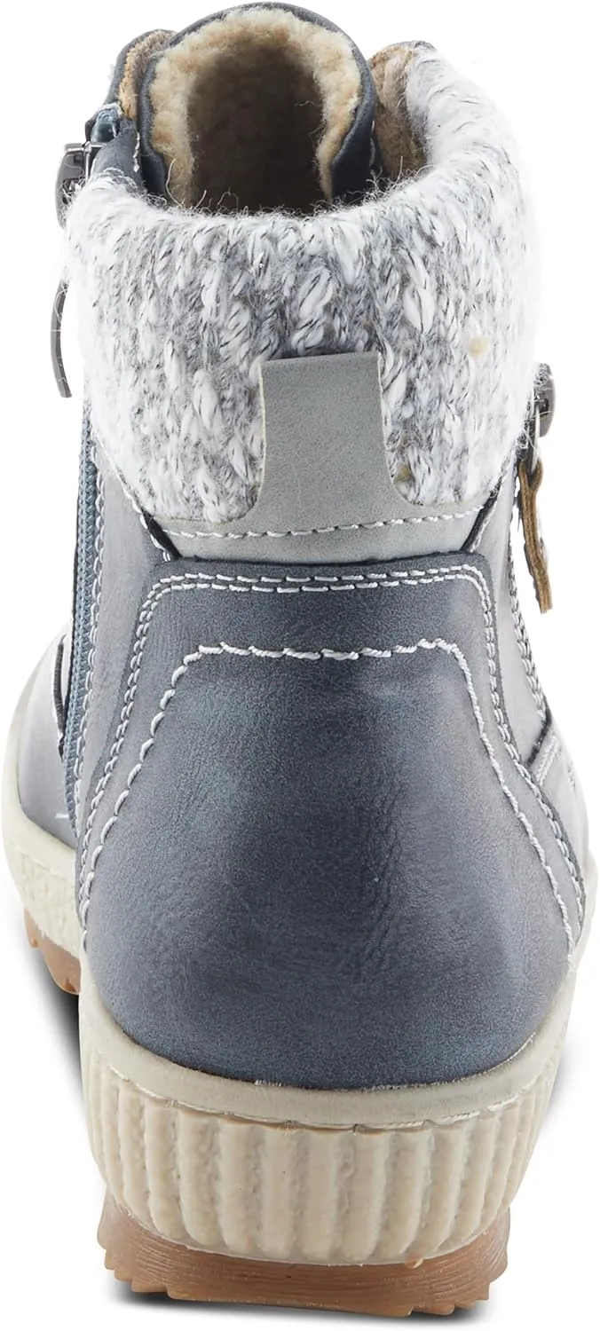 Spring Step Relife Karlene Waterproof Ankle Boots for Women | Shoes for Women with Sweater Top, Decorative Zipper and Cozy Sherpa Lining