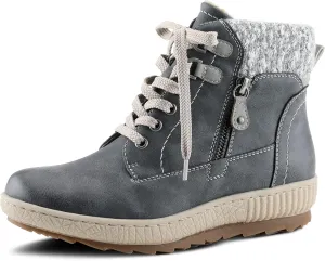 Spring Step Relife Karlene Waterproof Ankle Boots for Women | Shoes for Women with Sweater Top, Decorative Zipper and Cozy Sherpa Lining