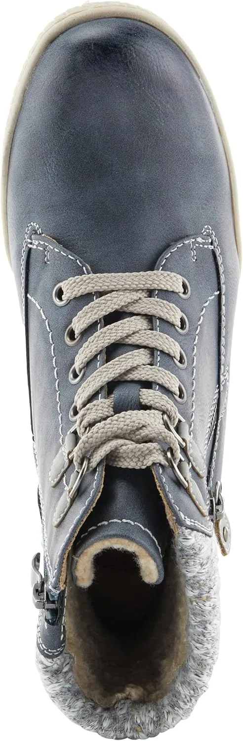 Spring Step Relife Karlene Waterproof Ankle Boots for Women | Shoes for Women with Sweater Top, Decorative Zipper and Cozy Sherpa Lining