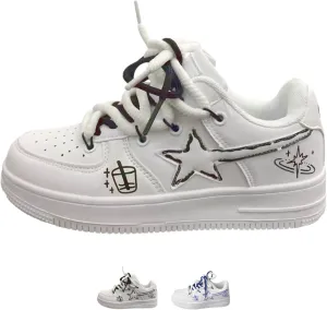 Star Graffiti Platform Shoes Fashion Chunky Sneakers Women Casual Aesthetic Basketball Skateboard Shoes Couple Shoes