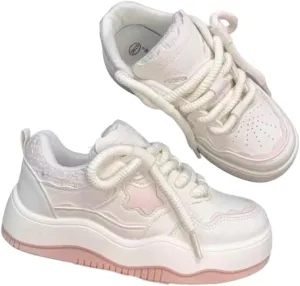 Star Platform Sneakers for Women Y2k Low Top Lace-up Anti-Slip Comfort Casual Shoes Cute Simple Thick Fashion Sneaker