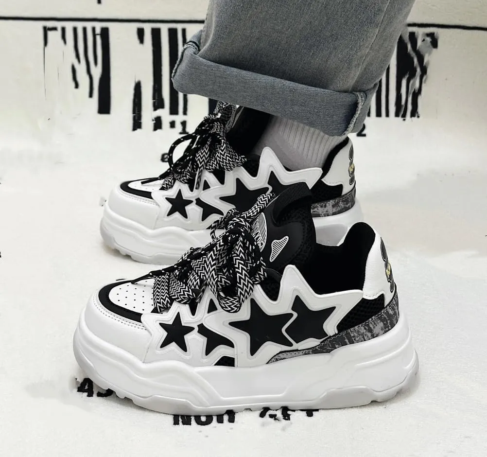 Star Shoes Cute Shoes Y2k Sneakers Chunky Sneakers for Women Anti-Slip Comfort Travel Outdoor Sport US 5.5-9.5