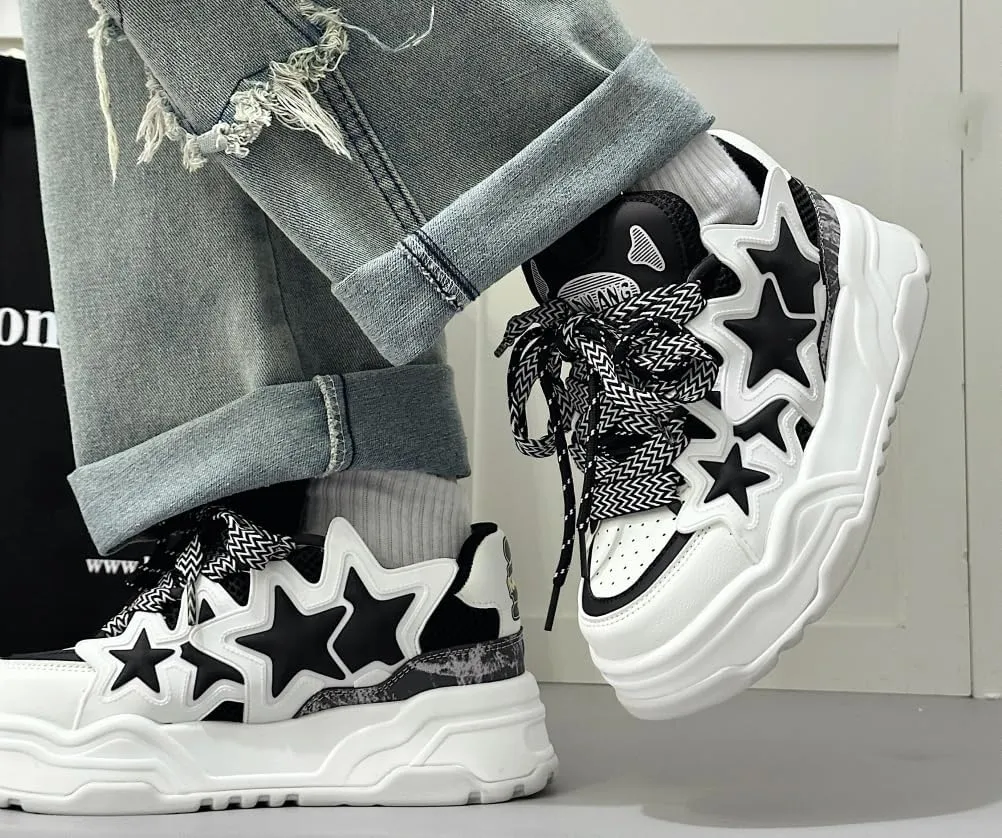 Star Shoes Cute Shoes Y2k Sneakers Chunky Sneakers for Women Anti-Slip Comfort Travel Outdoor Sport US 5.5-9.5