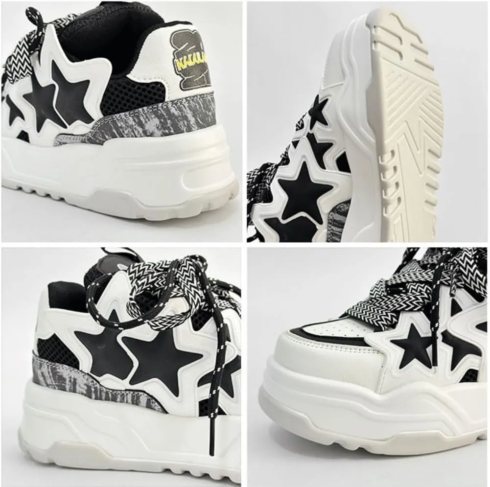 Star Shoes Cute Shoes Y2k Sneakers Chunky Sneakers for Women Anti-Slip Comfort Travel Outdoor Sport US 5.5-9.5