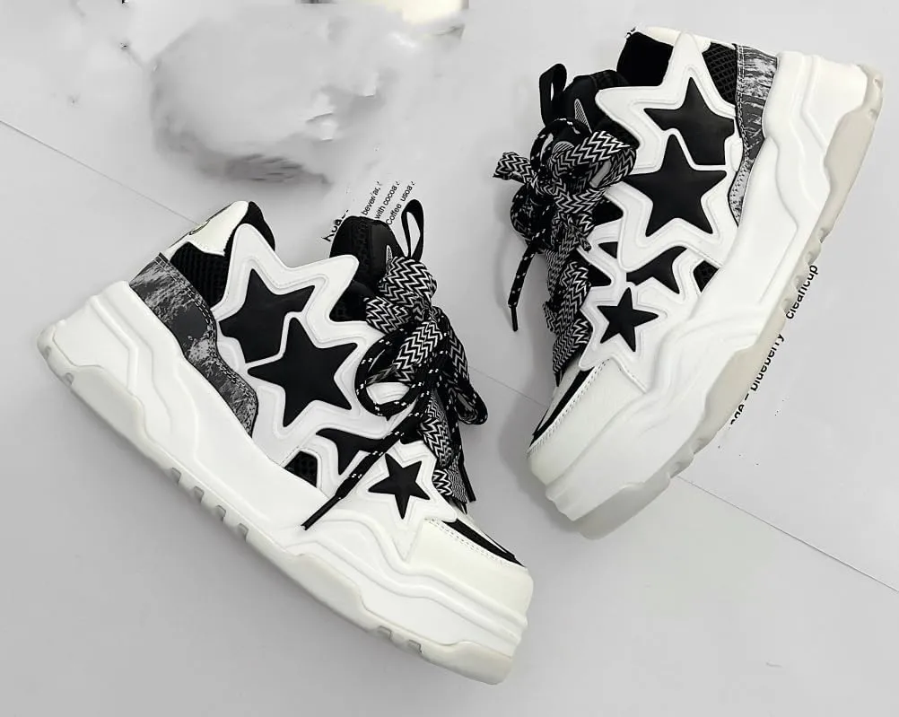 Star Shoes Cute Shoes Y2k Sneakers Chunky Sneakers for Women Anti-Slip Comfort Travel Outdoor Sport US 5.5-9.5