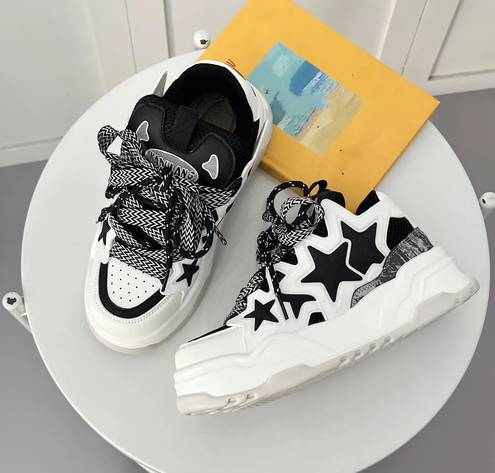 Star Shoes Cute Shoes Y2k Sneakers Chunky Sneakers for Women Anti-Slip Comfort Travel Outdoor Sport US 5.5-9.5