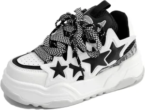 Star Shoes Cute Shoes Y2k Sneakers Chunky Sneakers for Women Anti-Slip Comfort Travel Outdoor Sport US 5.5-9.5