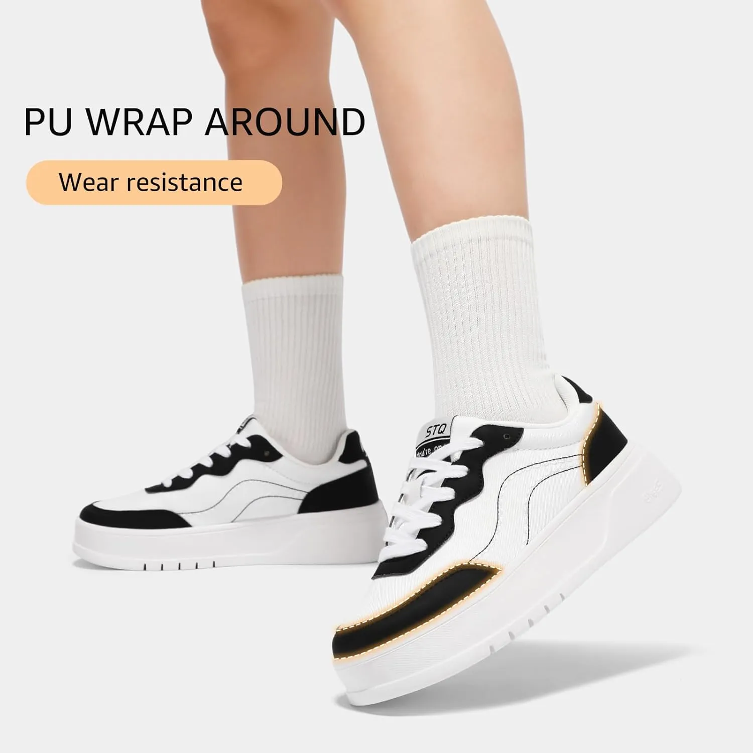 STQ Womens Platform Sneakers Fashion Casual Shoes Trendy Chunky Sneakers for Plantar Fasciitis