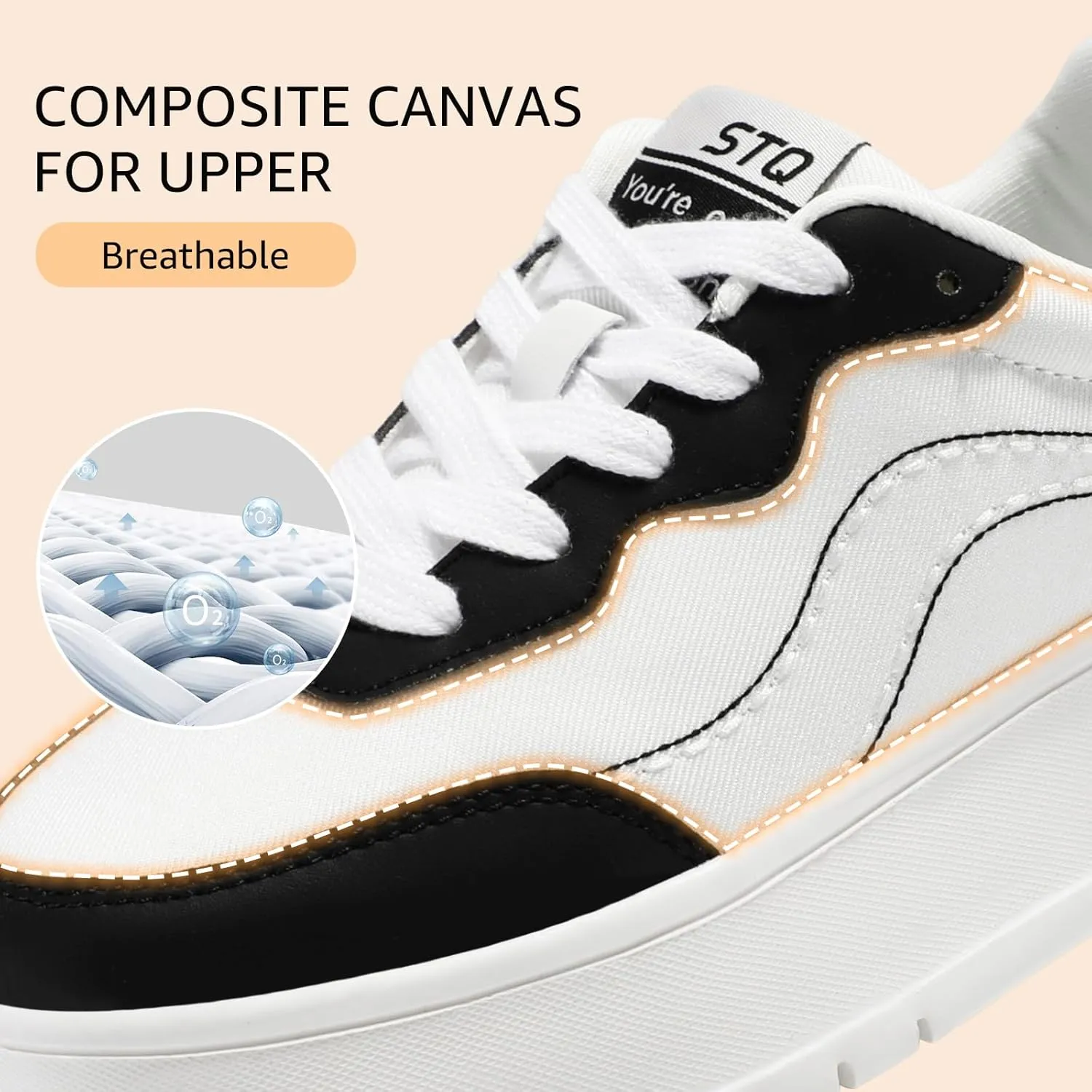 STQ Womens Platform Sneakers Fashion Casual Shoes Trendy Chunky Sneakers for Plantar Fasciitis