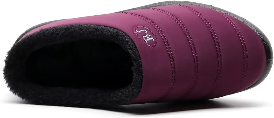 Stunner Women Warm Winter Slippers Fur Lined Slip On Waterproof Indoor Outdoor Warm Mules