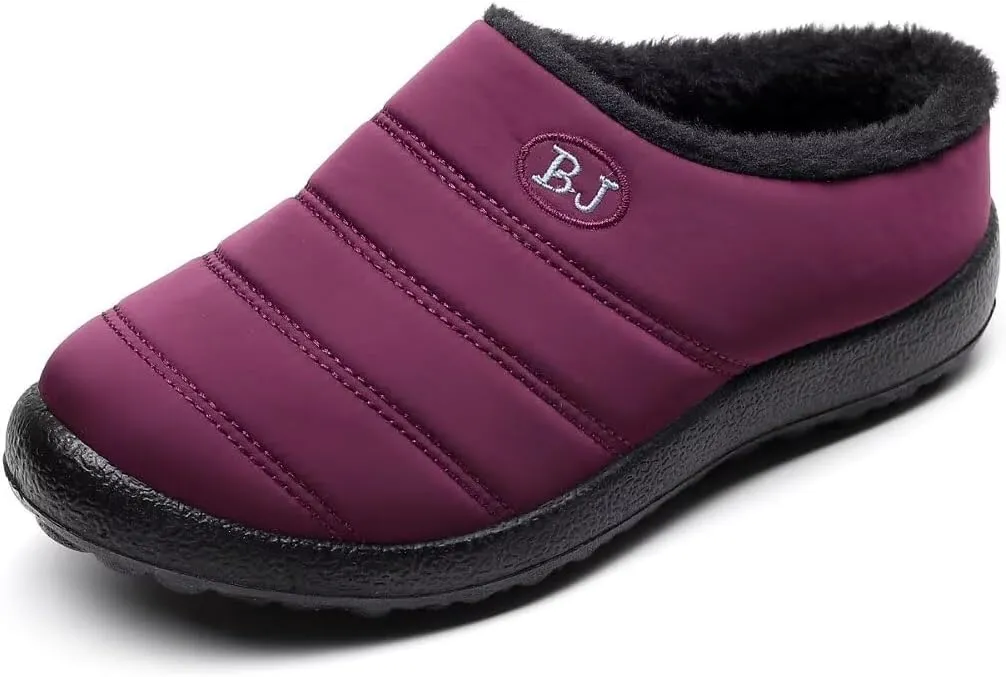 Stunner Women Warm Winter Slippers Fur Lined Slip On Waterproof Indoor Outdoor Warm Mules