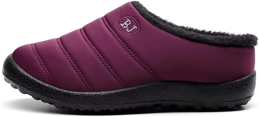 Stunner Women Warm Winter Slippers Fur Lined Slip On Waterproof Indoor Outdoor Warm Mules