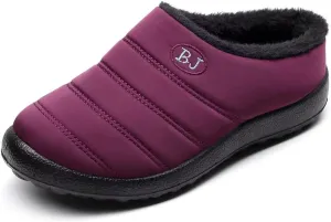 Stunner Women Warm Winter Slippers Fur Lined Slip On Waterproof Indoor Outdoor Warm Mules