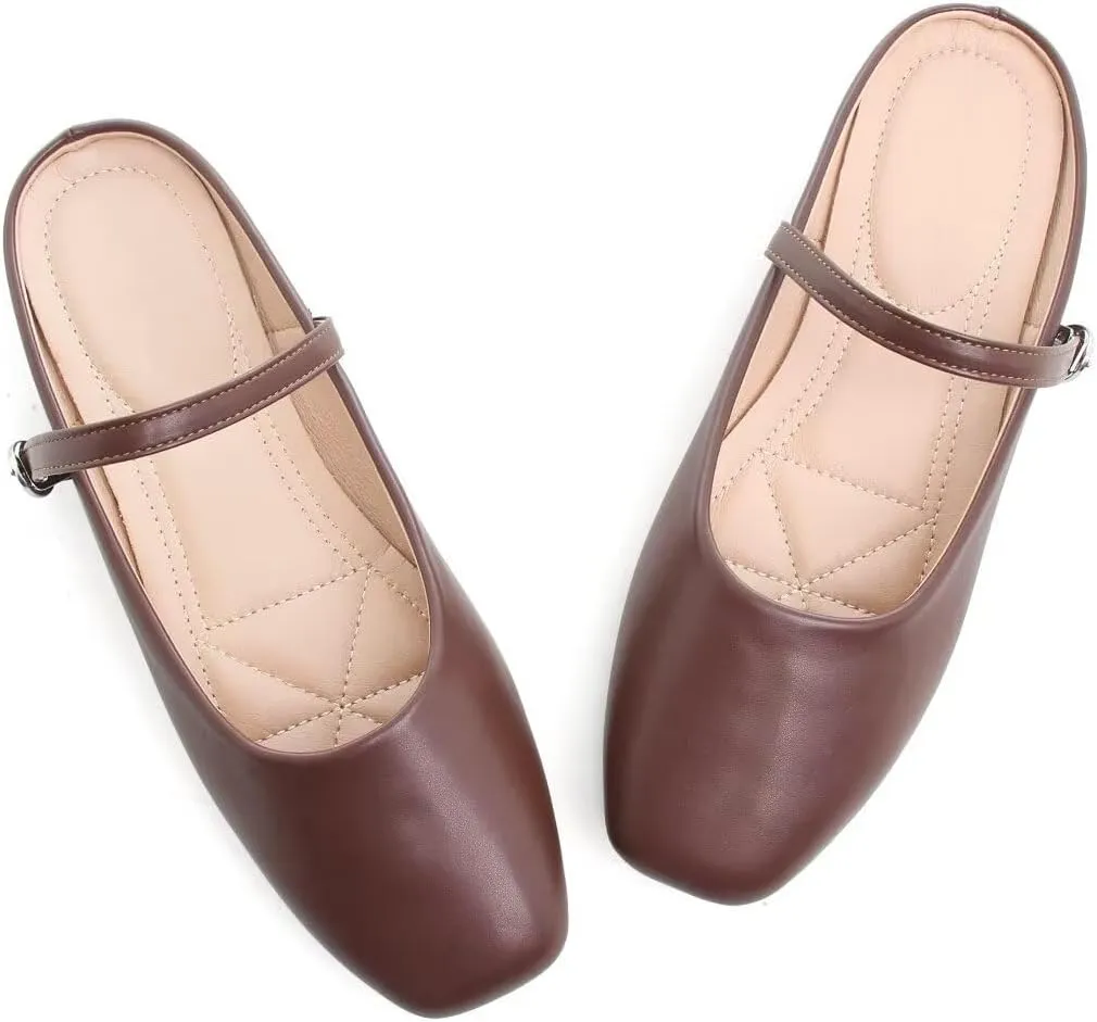 Stunner Women's Mary Jane Flats Fashion Round Toe Ballet Flats Comfort Slip On Flats Buckle Strap Dress Flats