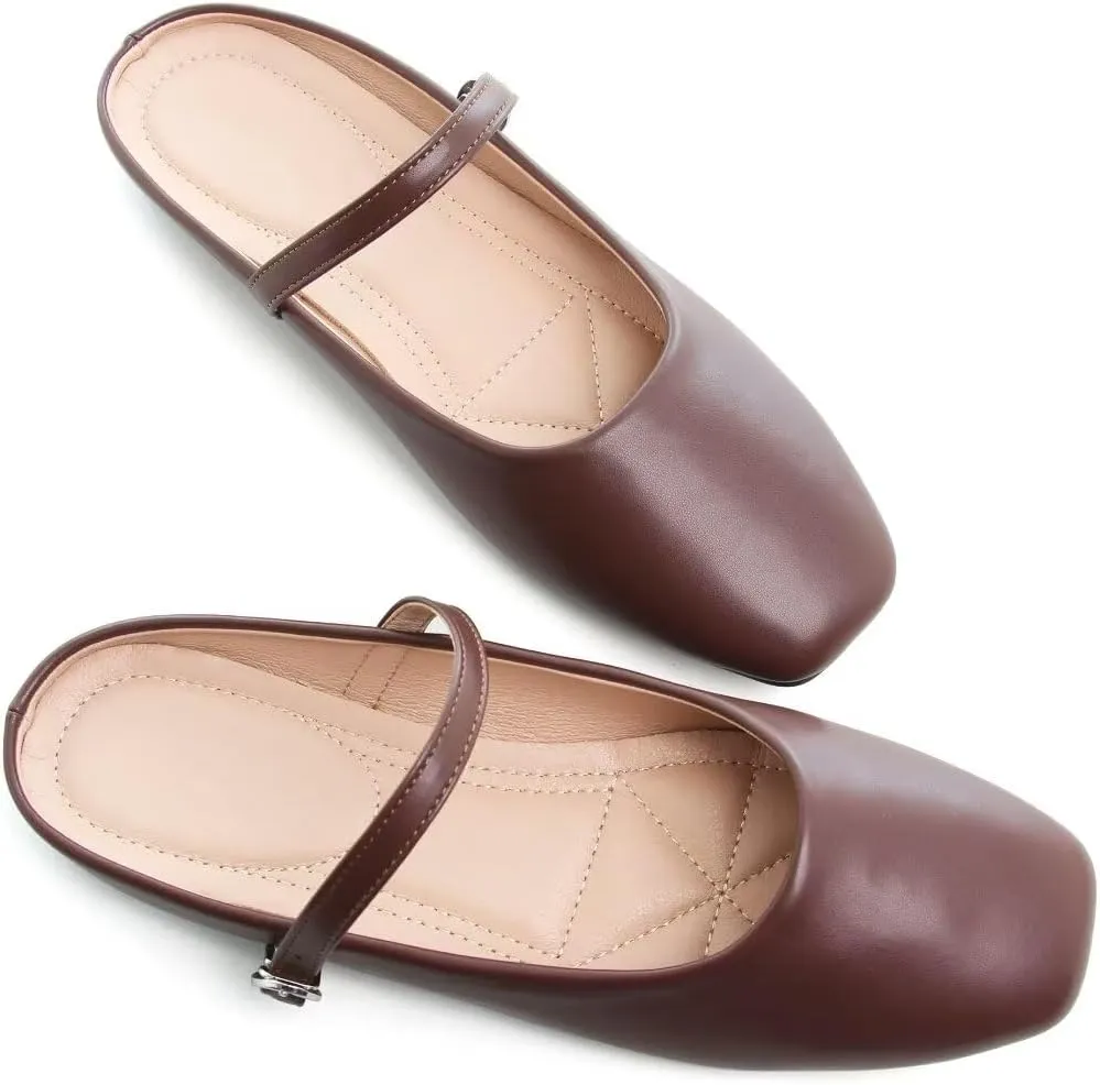Stunner Women's Mary Jane Flats Fashion Round Toe Ballet Flats Comfort Slip On Flats Buckle Strap Dress Flats