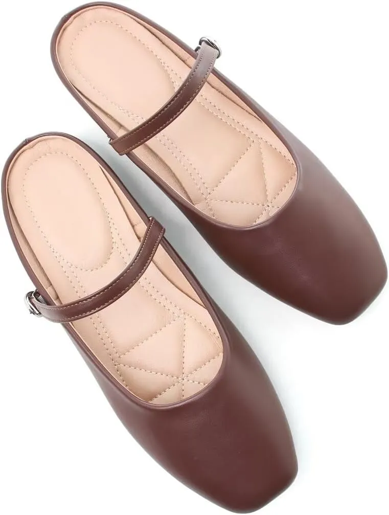 Stunner Women's Mary Jane Flats Fashion Round Toe Ballet Flats Comfort Slip On Flats Buckle Strap Dress Flats