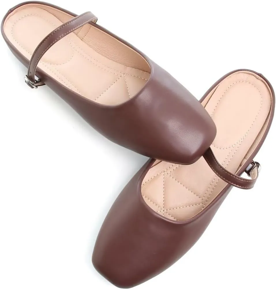 Stunner Women's Mary Jane Flats Fashion Round Toe Ballet Flats Comfort Slip On Flats Buckle Strap Dress Flats