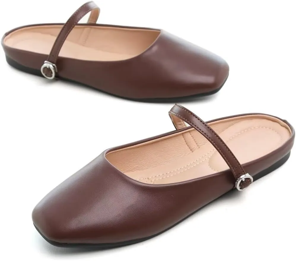 Stunner Women's Mary Jane Flats Fashion Round Toe Ballet Flats Comfort Slip On Flats Buckle Strap Dress Flats