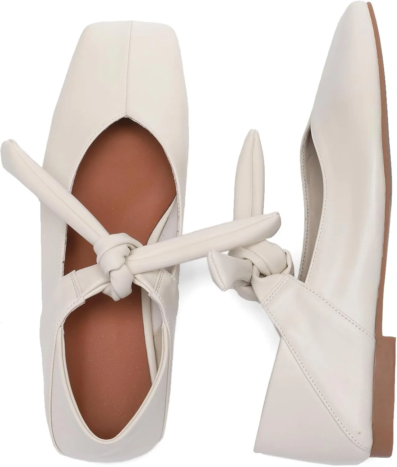 Stylish Square Toe Ballet Flats for Women, Elegant Bow Knots Mary Jane Slip-On Metallic Ballerina Shoes, Comfortable and Fashionable Footwear for Everyday Wear