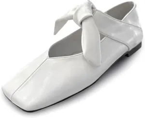 Stylish Square Toe Ballet Flats for Women, Elegant Bow Knots Mary Jane Slip-On Metallic Ballerina Shoes, Comfortable and Fashionable Footwear for Everyday Wear