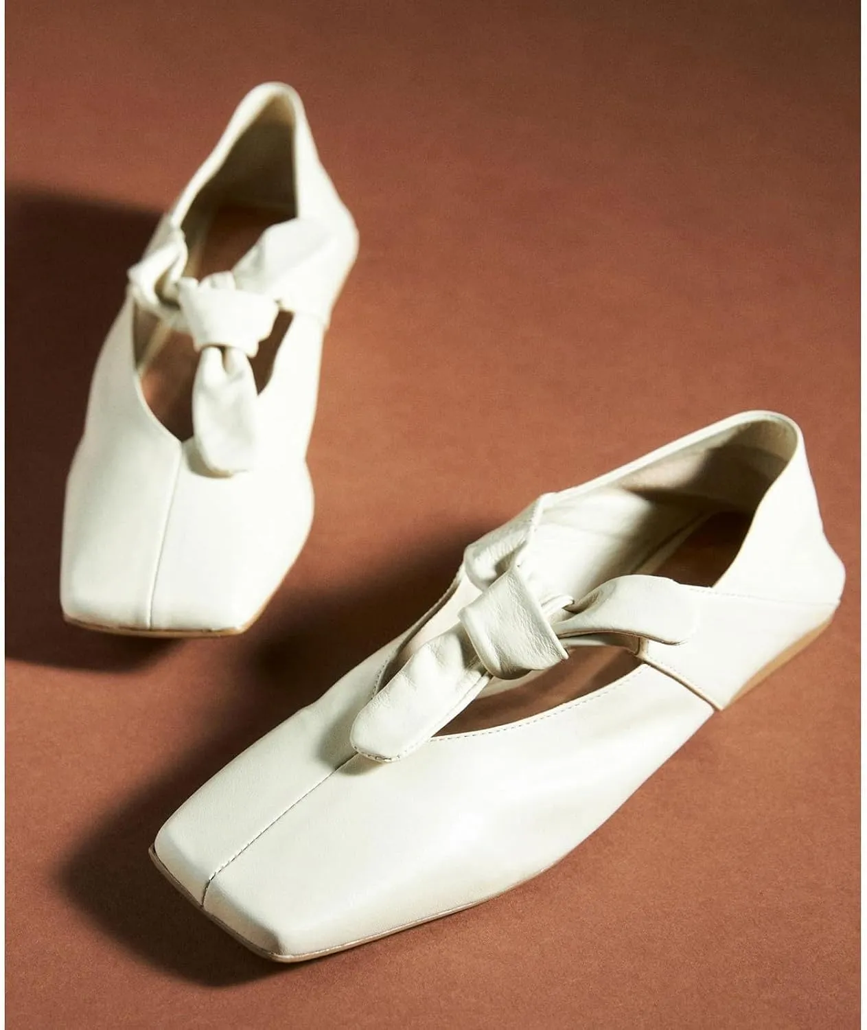 Stylish Square Toe Ballet Flats for Women, Elegant Bow Knots Mary Jane Slip-On Metallic Ballerina Shoes, Comfortable and Fashionable Footwear for Everyday Wear