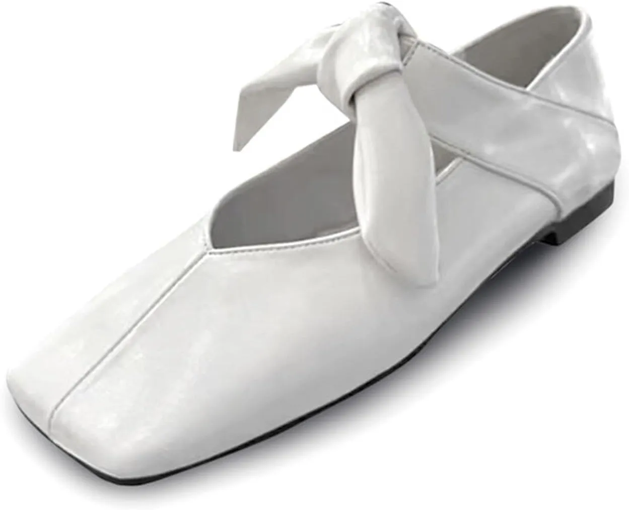 Stylish Square Toe Ballet Flats for Women, Elegant Bow Knots Mary Jane Slip-On Metallic Ballerina Shoes, Comfortable and Fashionable Footwear for Everyday Wear