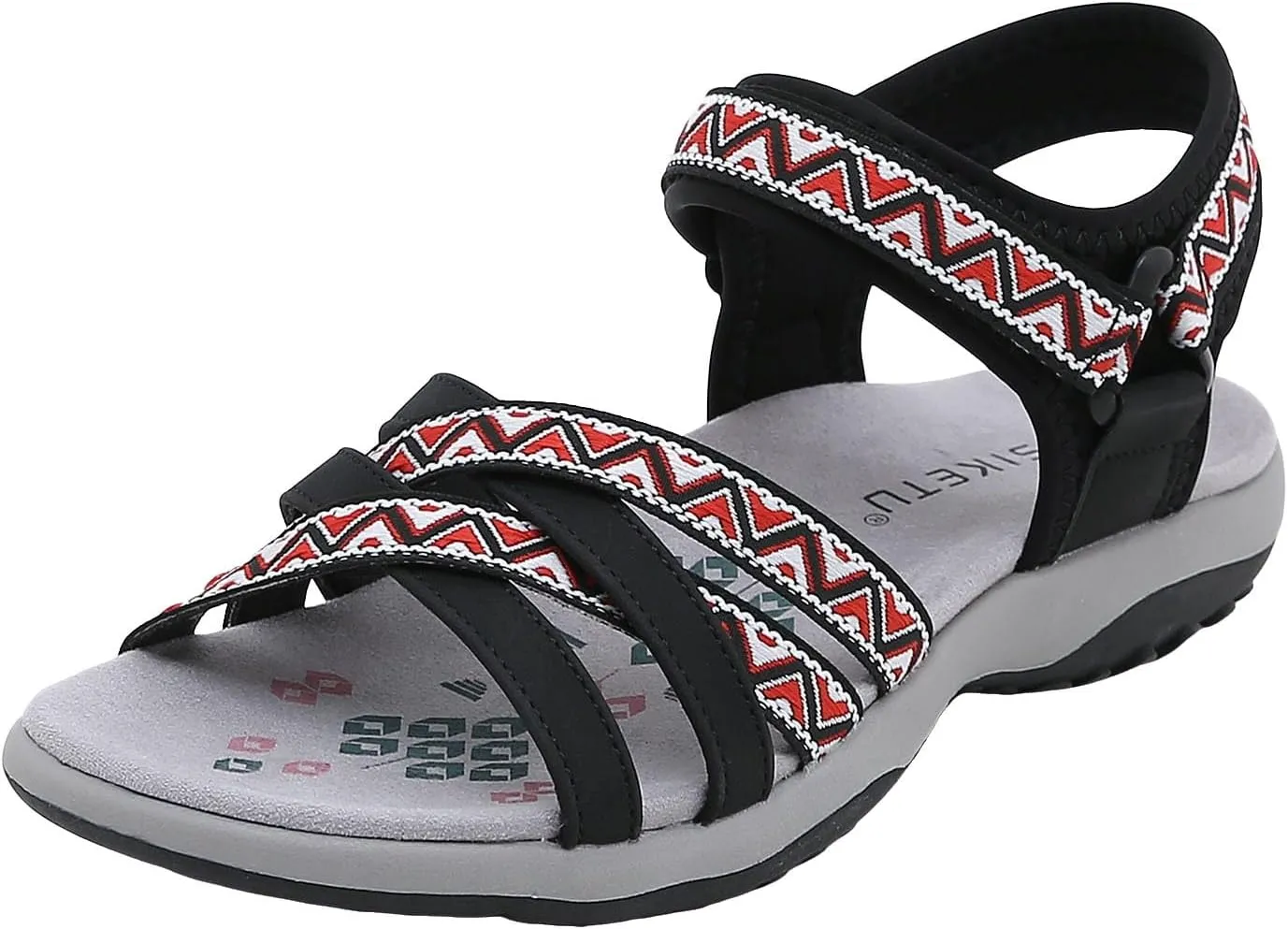 SuanlaTDS Womens Flat Sandals Comfortable Arch Support Wedge Low Heels Orthopedic Sandals Lightweight Summer Beach Boho Platform Adjustable Ankle Strap Wedges Outdoor Walking Shoes