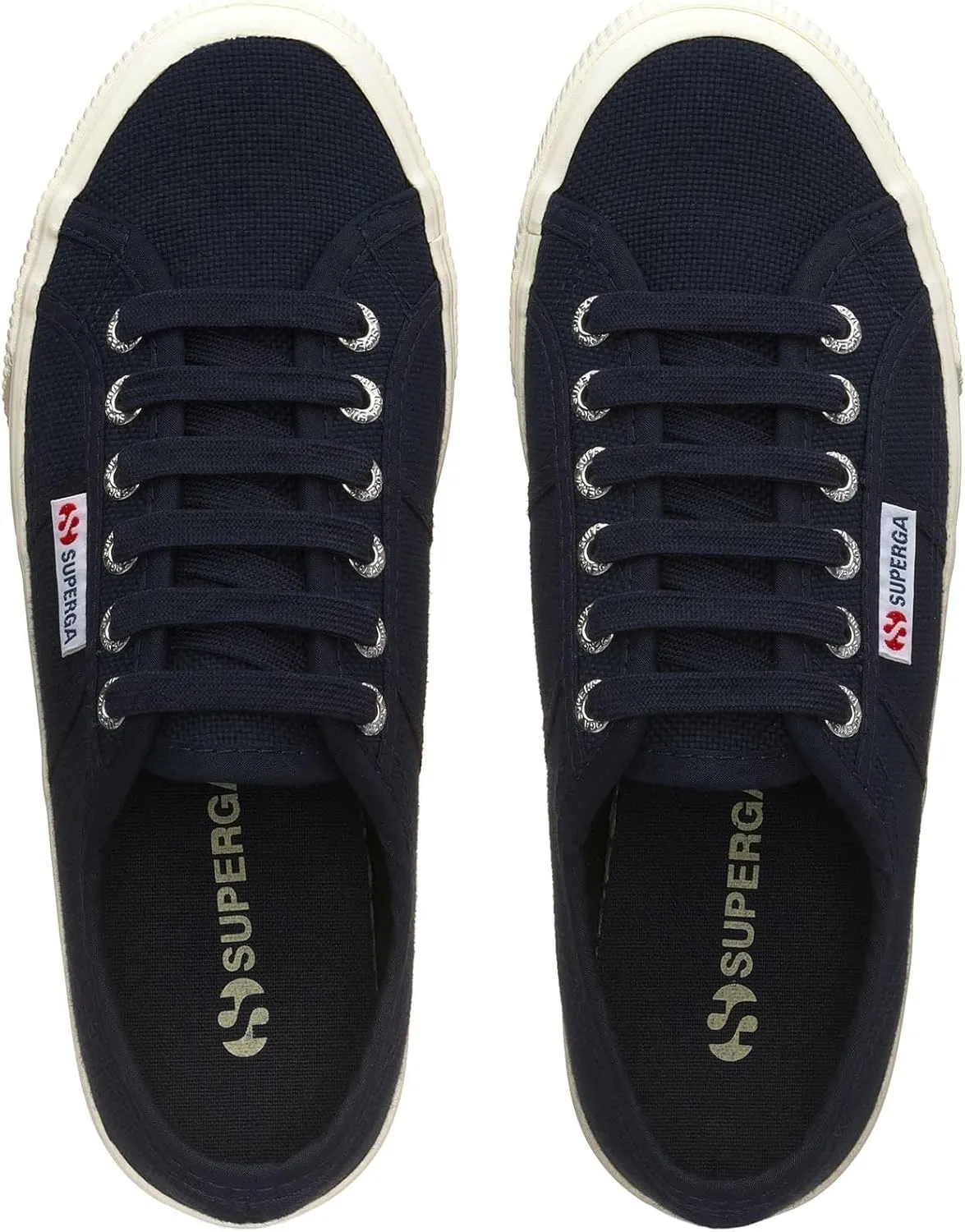 Superga 2790 Low-Top Sneakers Navy Blue White Platform Wedge Lace Up Sneaker