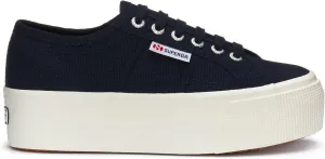 Superga 2790 Low-Top Sneakers Navy Blue White Platform Wedge Lace Up Sneaker