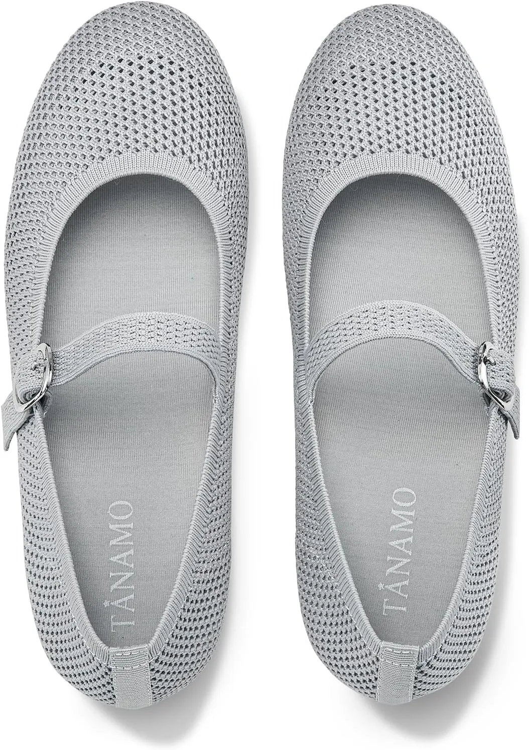 Tanamo Mary Jane Shoes Flats for Women Round Toe Shoes Ballet Flats Comfortable Dressy Adjustable Straps Casual Office Work Wedding Washable Knit Slip On