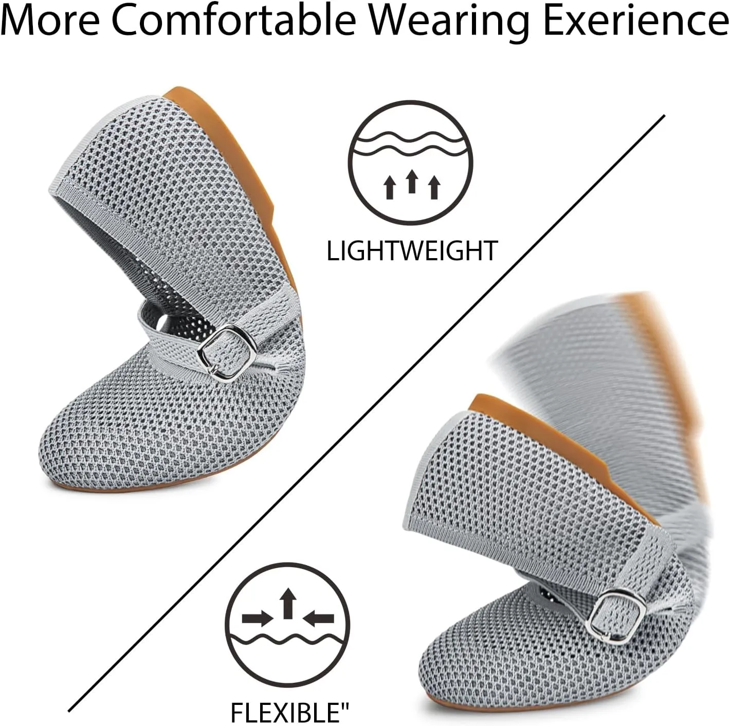 Tanamo Mary Jane Shoes Flats for Women Round Toe Shoes Ballet Flats Comfortable Dressy Adjustable Straps Casual Office Work Wedding Washable Knit Slip On