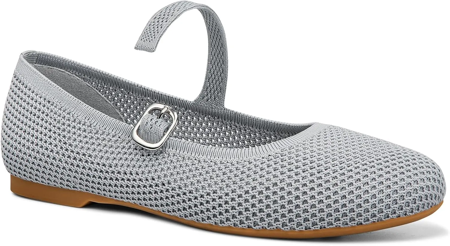 Tanamo Mary Jane Shoes Flats for Women Round Toe Shoes Ballet Flats Comfortable Dressy Adjustable Straps Casual Office Work Wedding Washable Knit Slip On