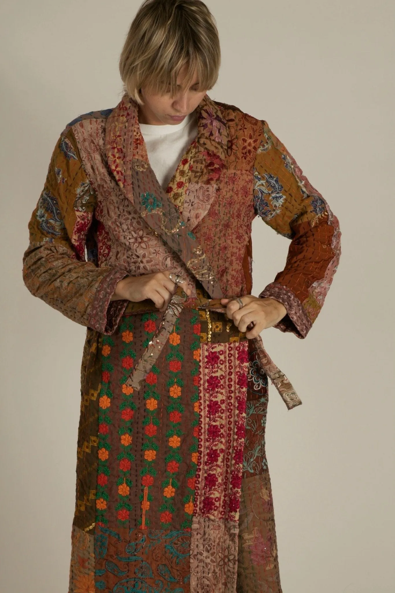 THALIA EMBROIDERE PATCHWORK KIMONO JACKET
