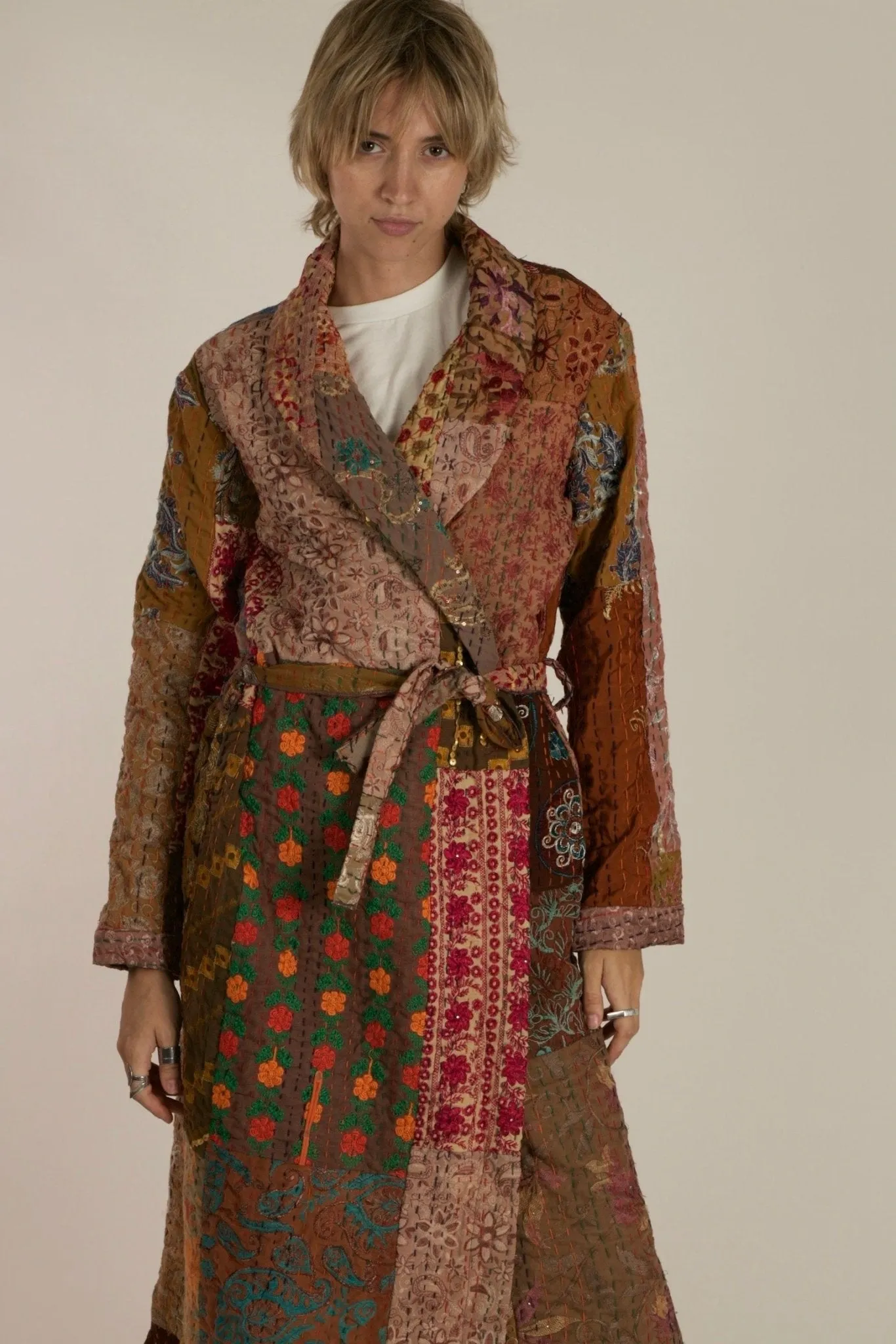 THALIA EMBROIDERE PATCHWORK KIMONO JACKET