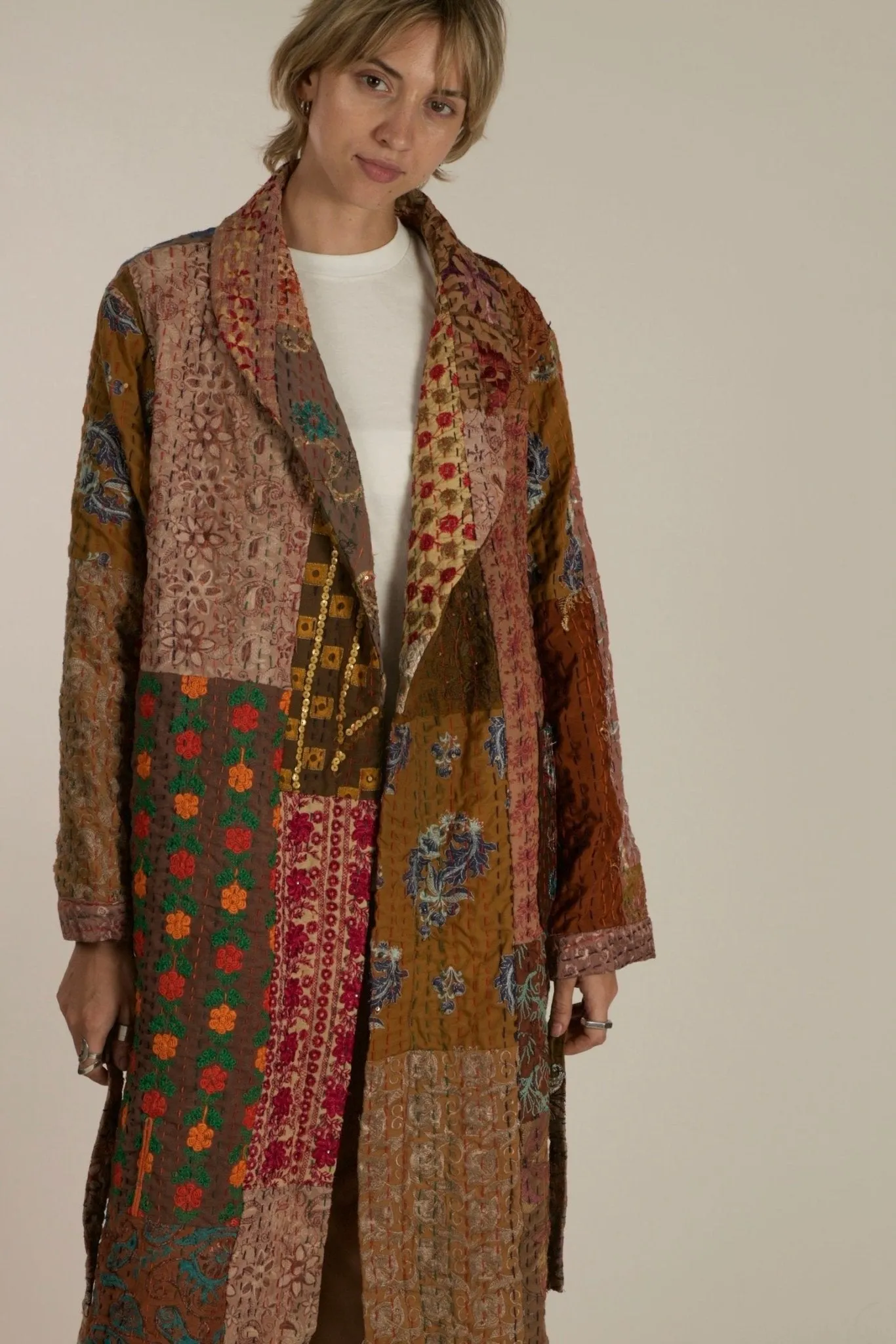 THALIA EMBROIDERE PATCHWORK KIMONO JACKET