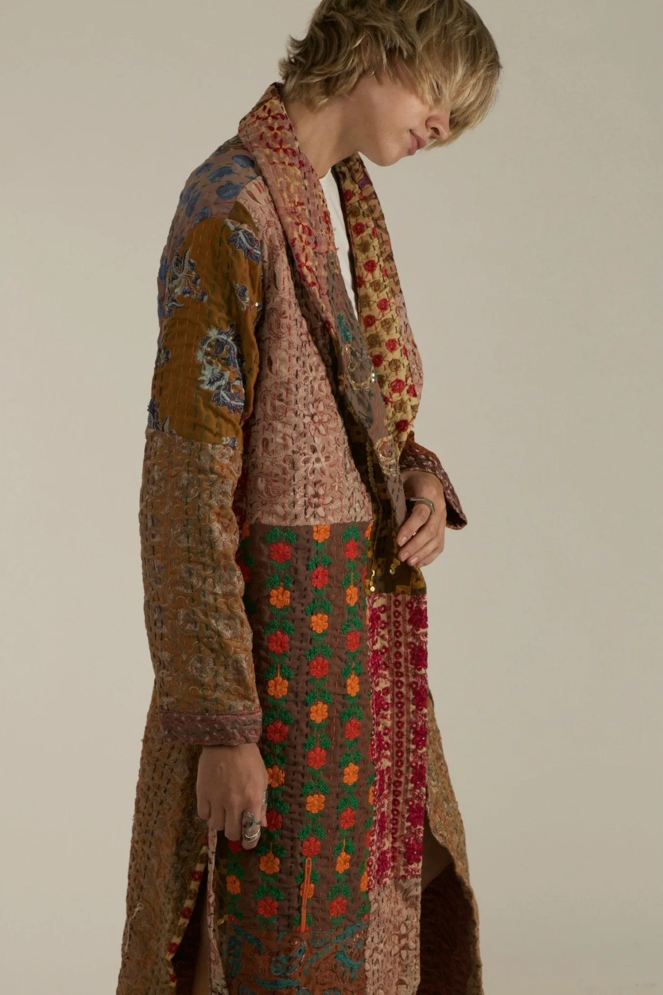 THALIA EMBROIDERE PATCHWORK KIMONO JACKET