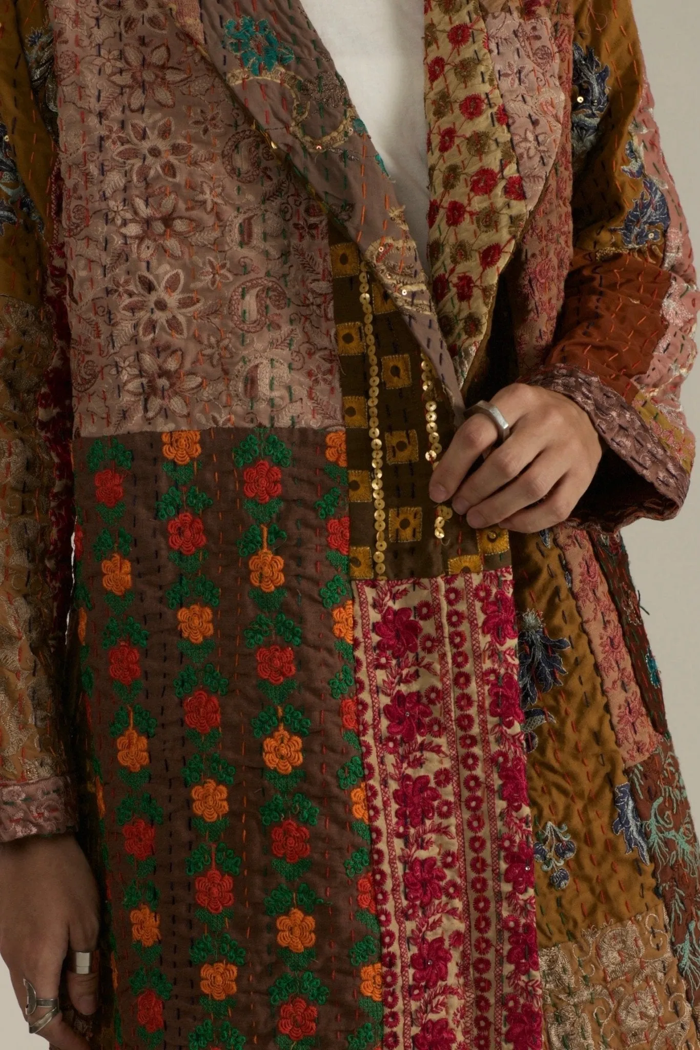 THALIA EMBROIDERE PATCHWORK KIMONO JACKET