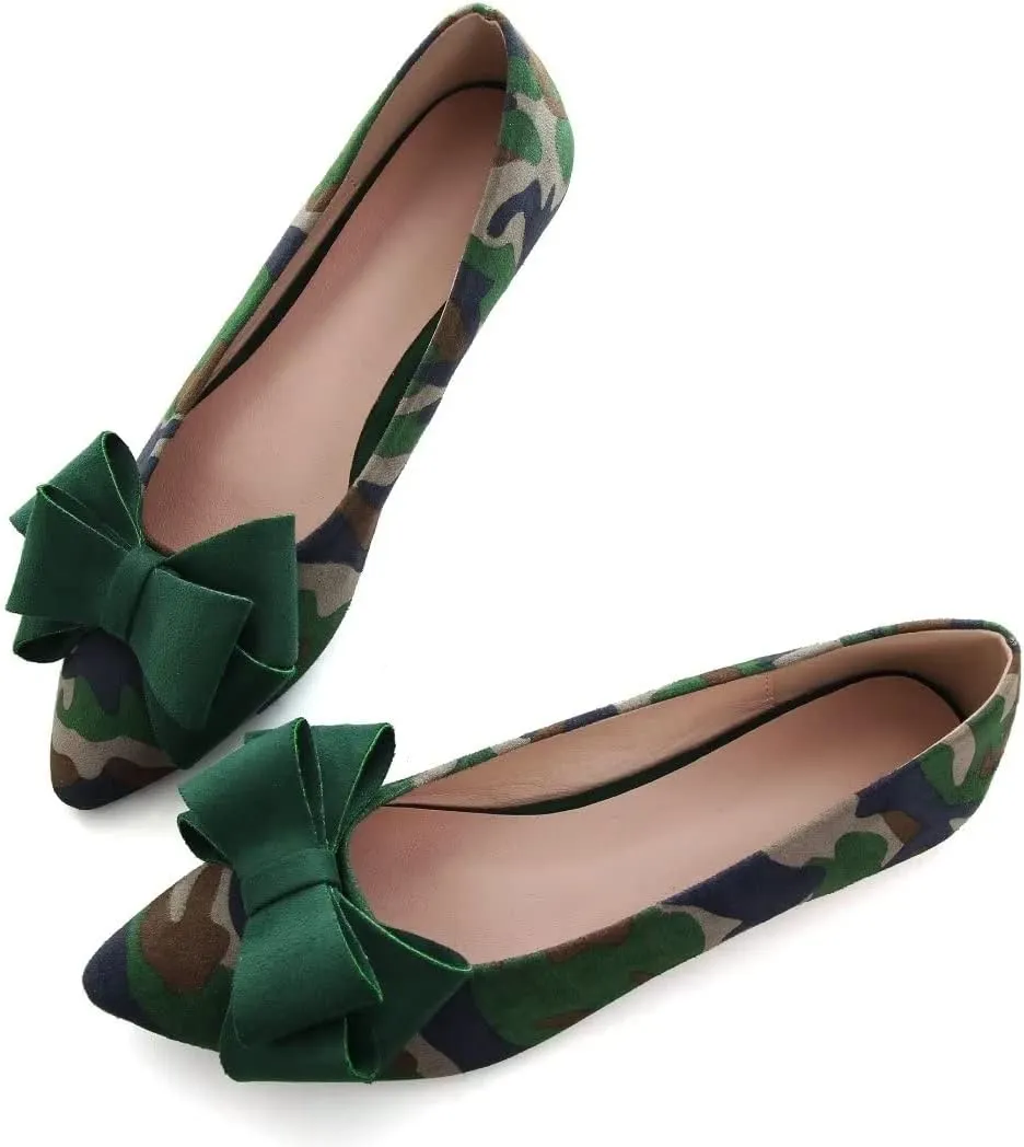 TN TANGNEST Women Fashion Bowknot Flats Comfort Pointed Toe Dress Shoes
