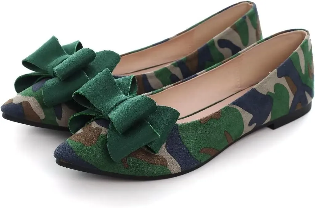 TN TANGNEST Women Fashion Bowknot Flats Comfort Pointed Toe Dress Shoes