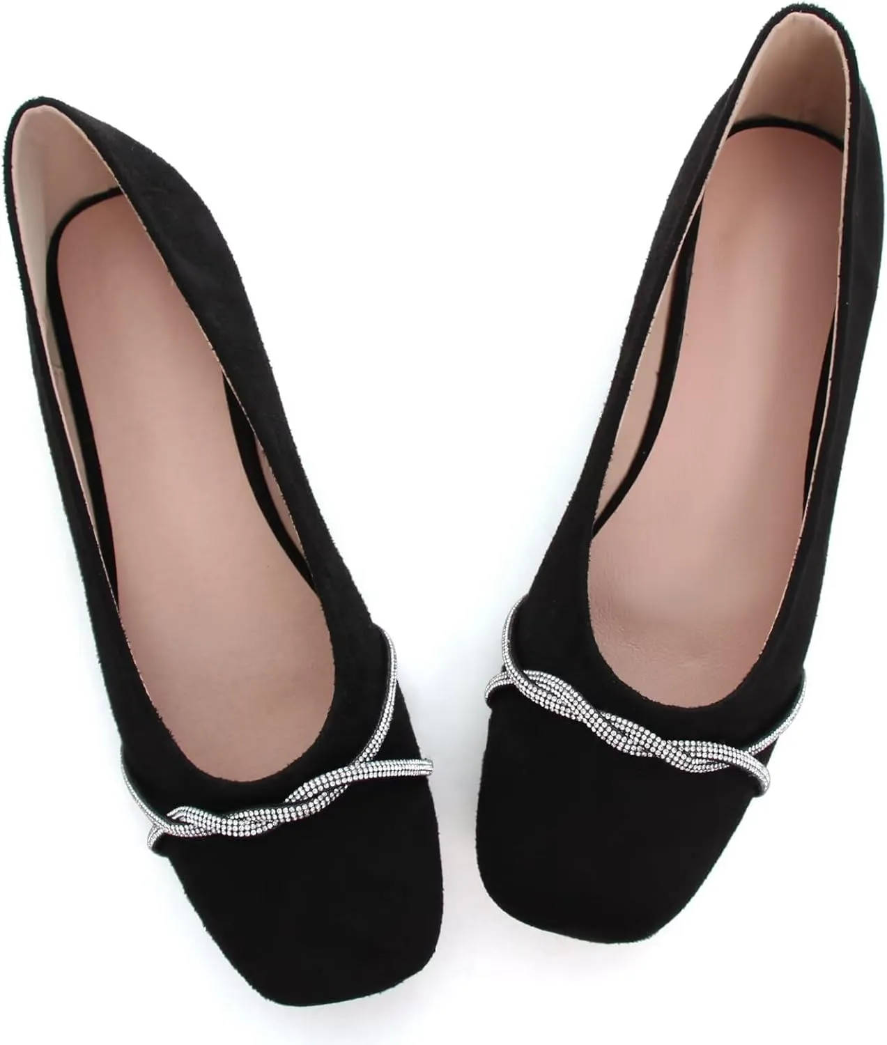 TN TANGNEST Womens Casual Flats Fashion Chain Pointed Toe Ballet Flats Rhinestone Flats Comfort Slip On Dress Shoes