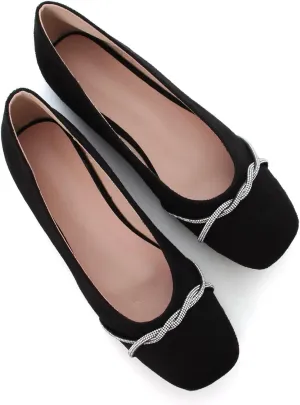 TN TANGNEST Womens Casual Flats Fashion Chain Pointed Toe Ballet Flats Rhinestone Flats Comfort Slip On Dress Shoes